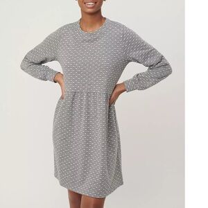 LOFT Dotted Stripe Button Back Swing Sweater Dress (Size M)